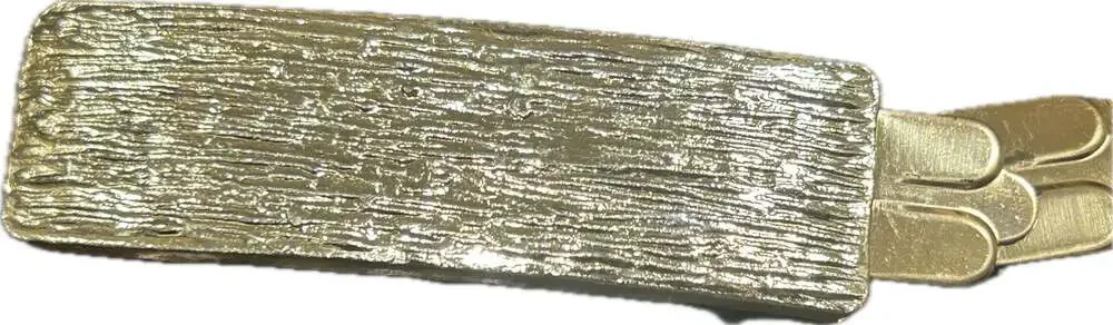 Vintage 1960s Gold Tone Fish Scale Segmented Stretch Belt w Bark Texture Clasp